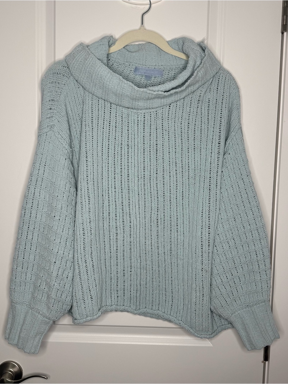 Simply southernCozy Light Blue Knit Cowl Neck Sweater